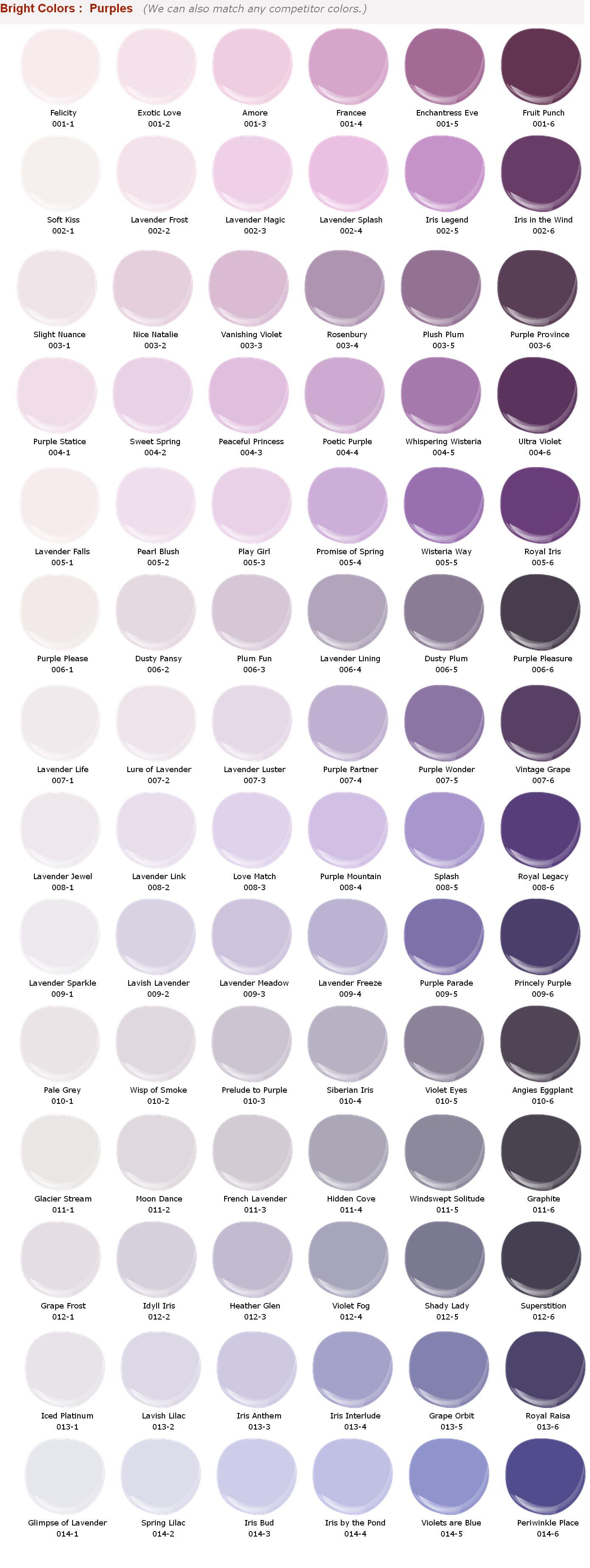 Цветовая палитра Terraco оттенки Фиолетовый