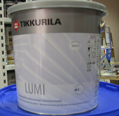водоэмульсионная краска белая матовая для потолка Тиккуурила Луми